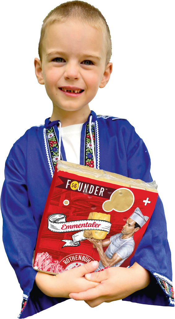 Child holding a piece of cheese