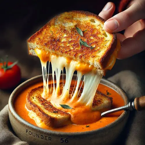 Founder 56™ Grilled Cheese with creamy tomato soup